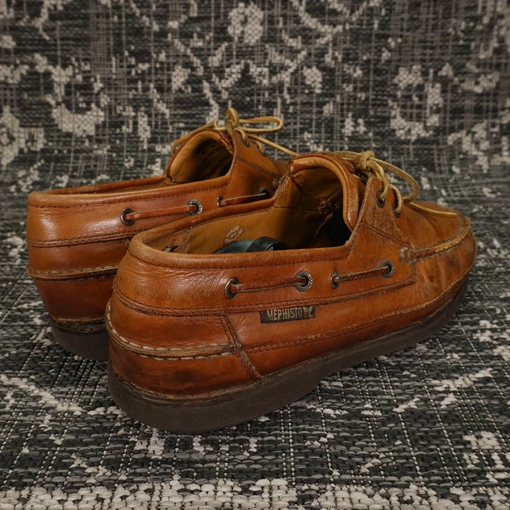 VTG Mephisto Mens 10 Leather‎ Boat Shoes Brown Lace Portugal Casual Deck Comfort